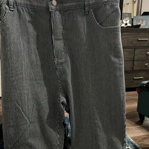 Denim striped capris, below the knee, New w/o tag, size 22, no flaws.